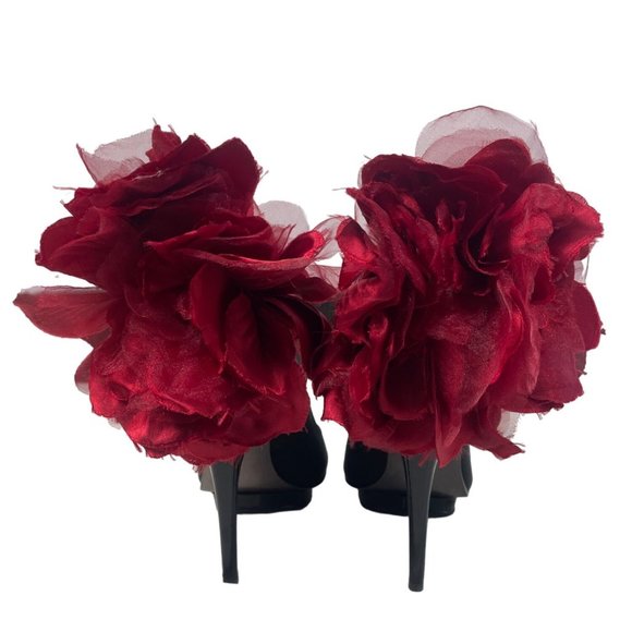 Beverly Feldman Women's Black Peep Toe Platforms 4.5in Heel Sz 8 (EU 38) - Picture 4 of 10